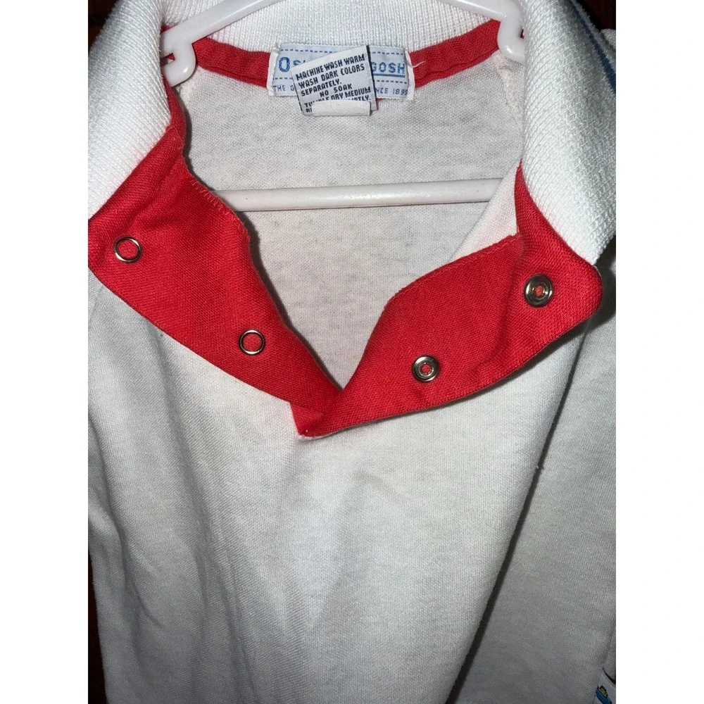 Vintage OshKosh B'gosh Baby Polo Shirt 12 Mos Made USA Nautical Boats 80s 90s